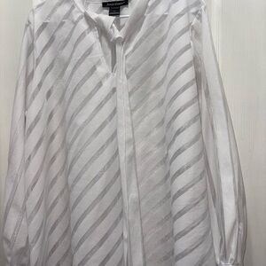Ashley Stewart White Striped women’s Dress Shirt